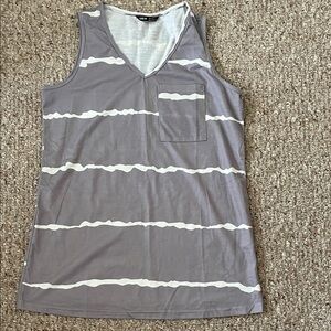 SHEIN V-Neck Tank Top with Gray and White Stripes
